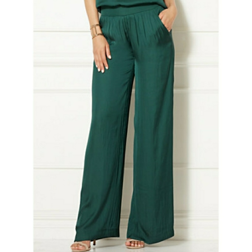 Eva Mendes Forrest Green Palazzo Pants